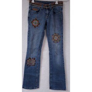 A.B.S. ALLEN B.SCHWARTZ Juniors 24 Embroidered Geometric Flare Denim Jeans 24X33